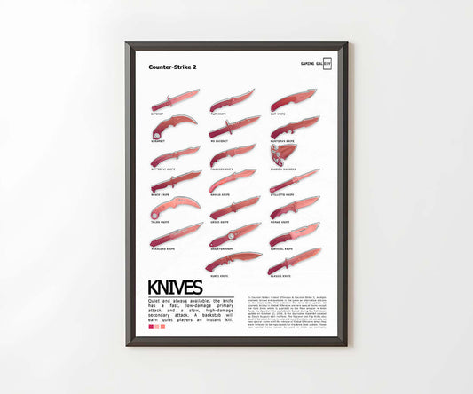 ALL KNIVES POSTER (WHITE & PINK)